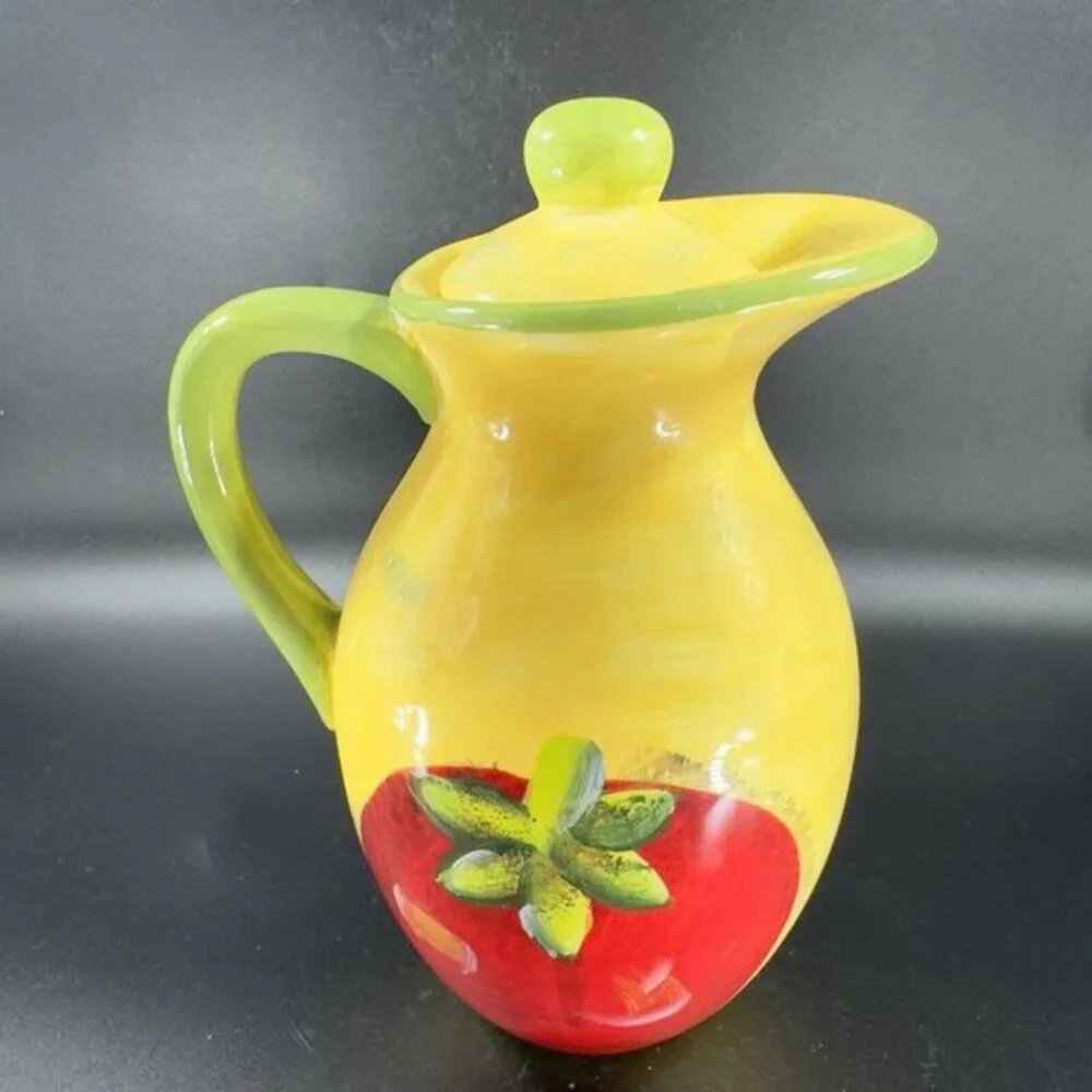 Certified International Stephania Ferri Ceramic Pitcher Jug Carafe With Lid READ